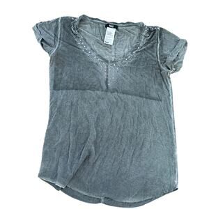 Paige Green Studded V Neck Tee Top Size Small